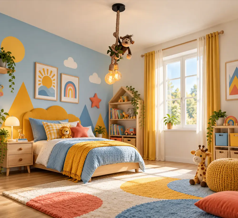 Aap plafondlamp in de kinderkamer