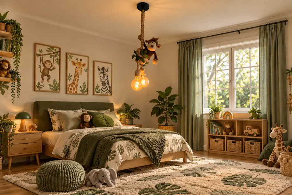 Aap plafondlamp in de kinderkamer