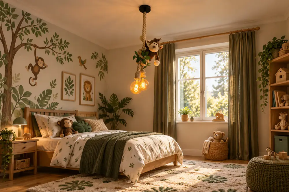 Aap plafondlamp in de kinderkamer