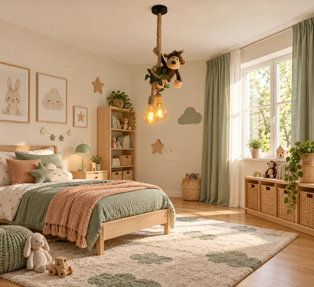 Aap plafondlamp in de kinderkamer