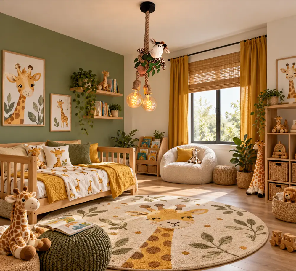 Giraffe plafondlamp in de kinderkamer