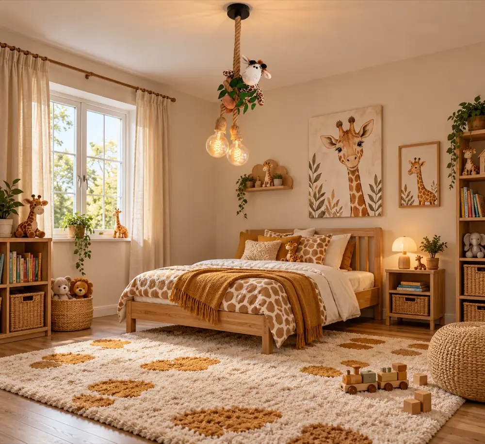 Giraffe plafondlamp in de kinderkamer