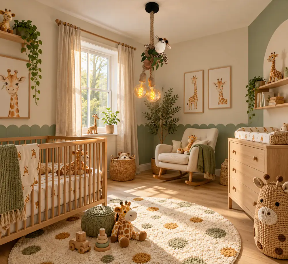 Giraffe plafondlamp in de kinderkamer