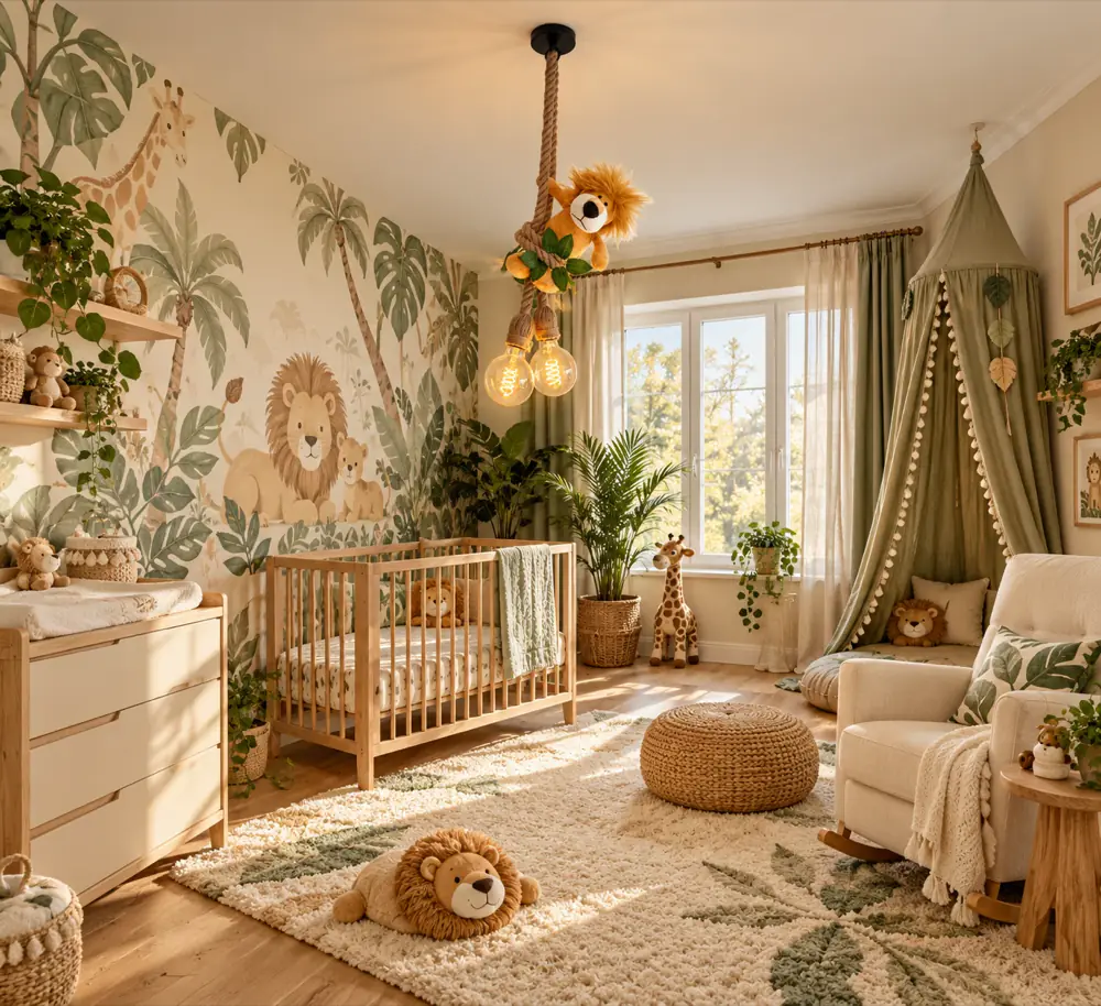 Leeuw plafondlamp in de kinderkamer