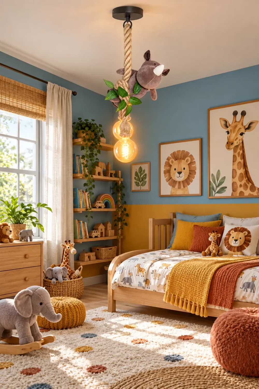 Neushoorn plafondlamp in de kinderkamer