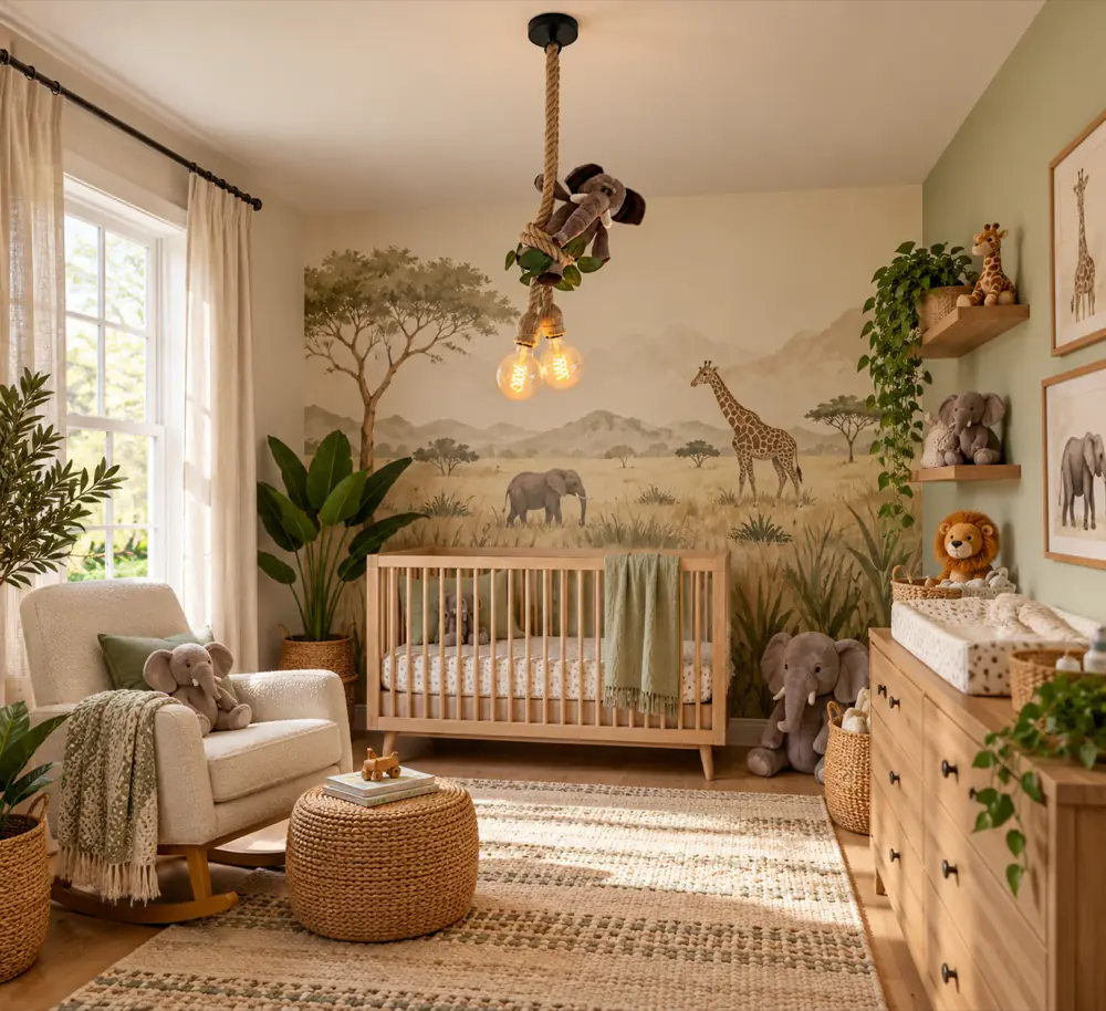 Olifant plafondlamp in de kinderkamer