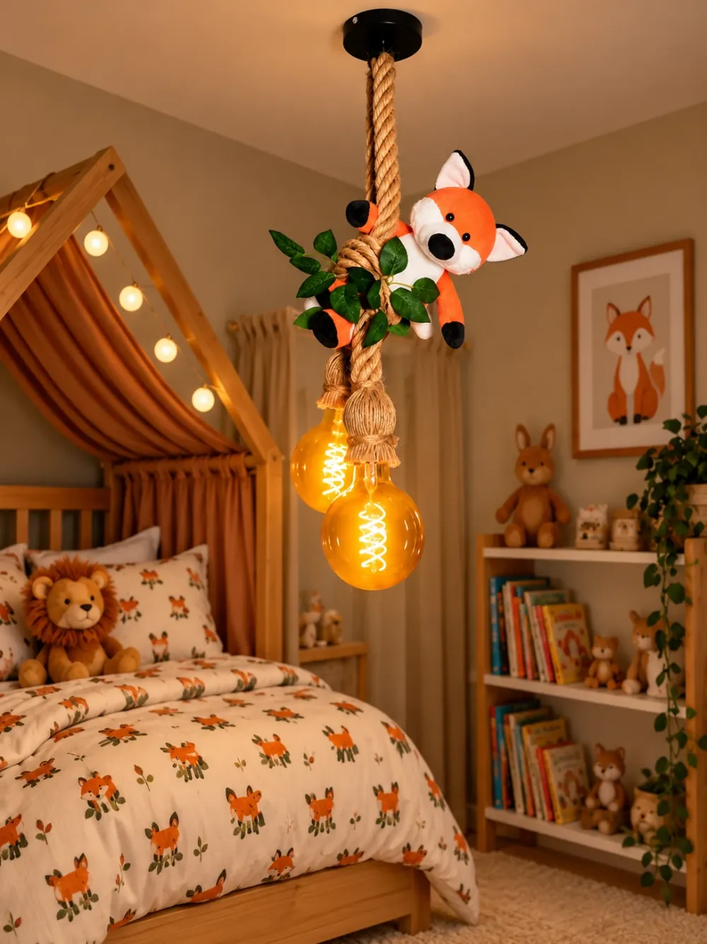 Vos plafondlamp · Sfeerfoto: kinderkamer met een jungle hanglamp