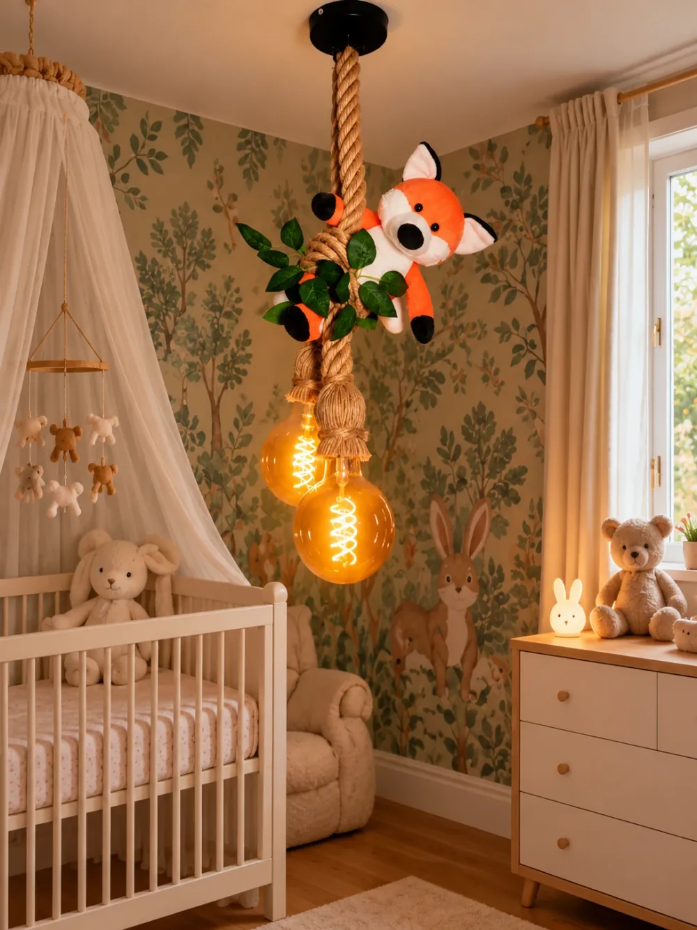 Vos plafondlamp · Sfeerfoto: kinderkamer met een jungle hanglamp